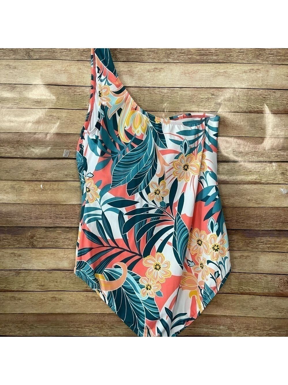 Jantzen Women’s Rainforest One Shoulder One Piece Floral Swimsuit Size: 16 - Picture 7 of 12